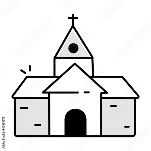 Hand drawn icon of church building 

