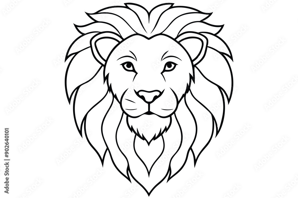 Fototapeta premium Lion head line art illustration