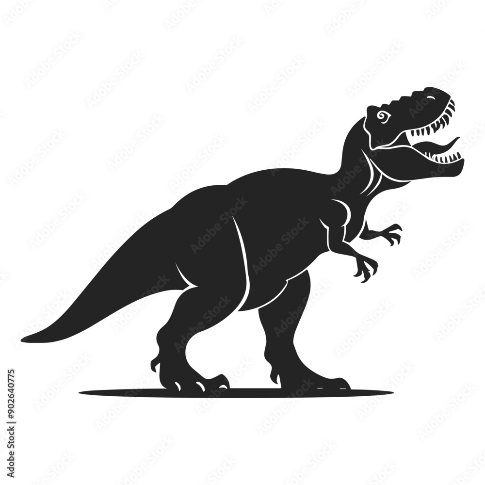 Obraz premium Black silhouette of a Tyrannosaurus Rex dinosaur.