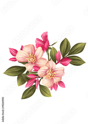 Pink Watercolor Flower Illustration