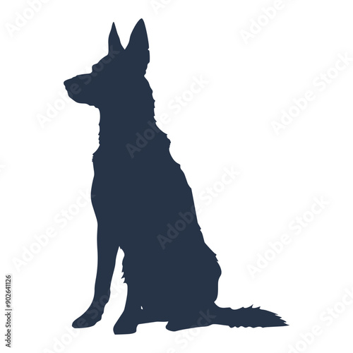 Silhouette of a German Shepherd dog sitting.