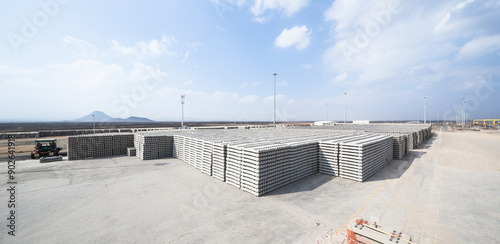 Vast storage of railway sleepers for infrastructure projects photo