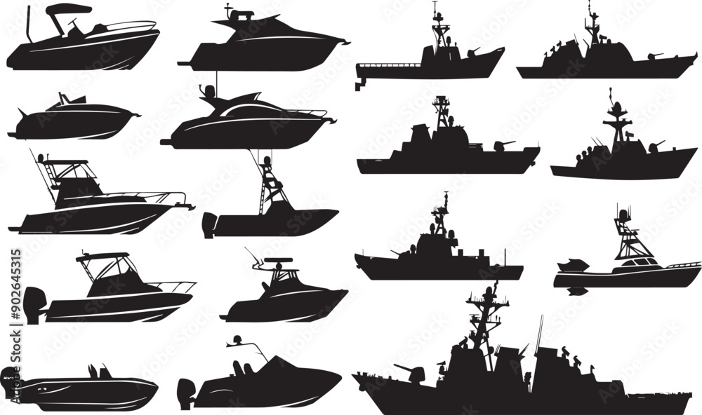 Fototapeta premium Battleship Abstract Silhouette Vector Graphics Pack