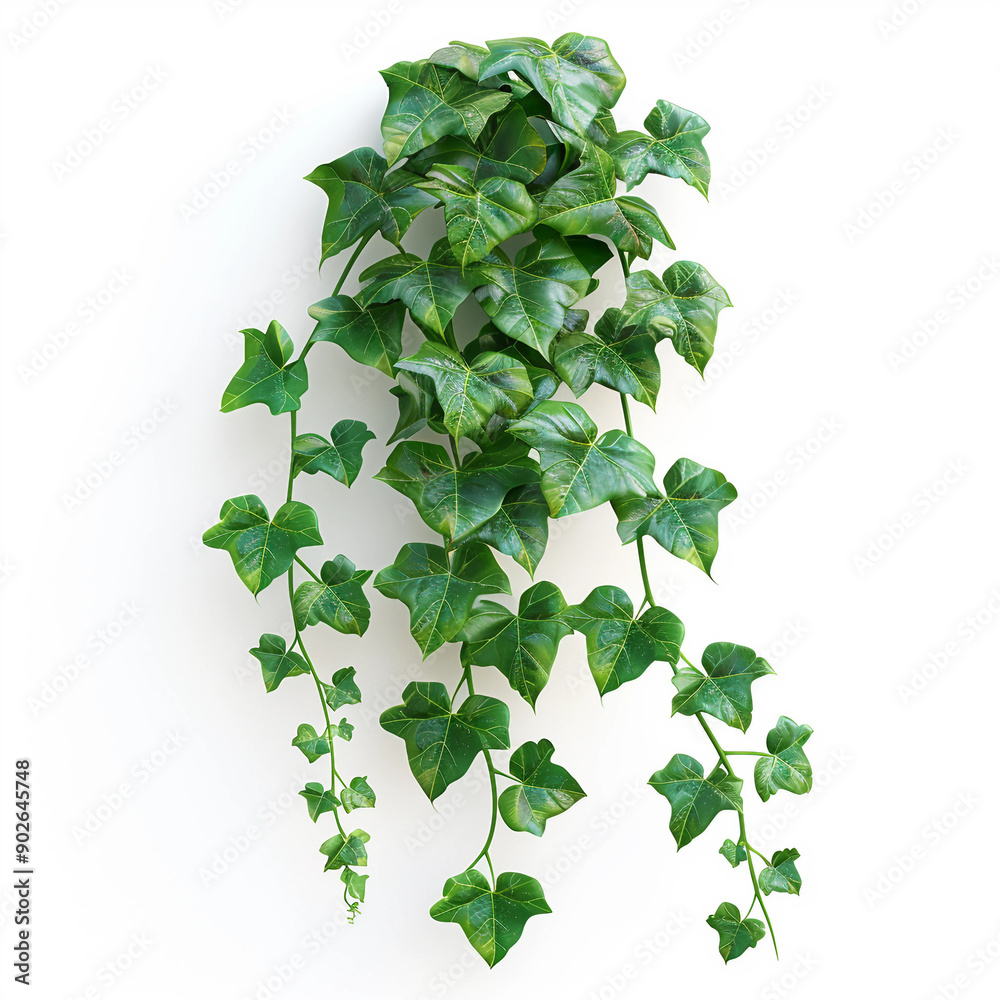 Fototapeta premium A green ivy plant with green leaves and green stems