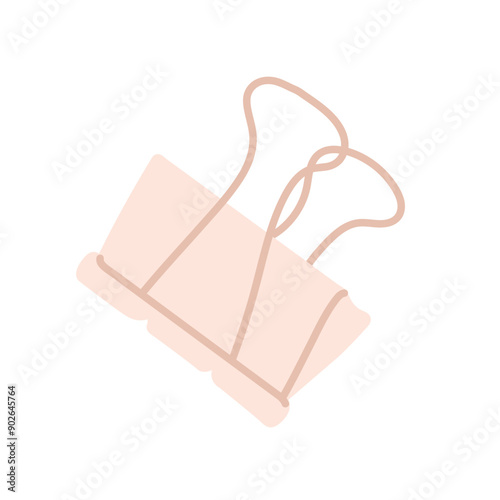 Binder clip, closed binder, paperclip, clamp, foldover clips, office clamp, clasp for document, workflow tool, office stationery, binderclip for documents on white background flat vector illustration. photo