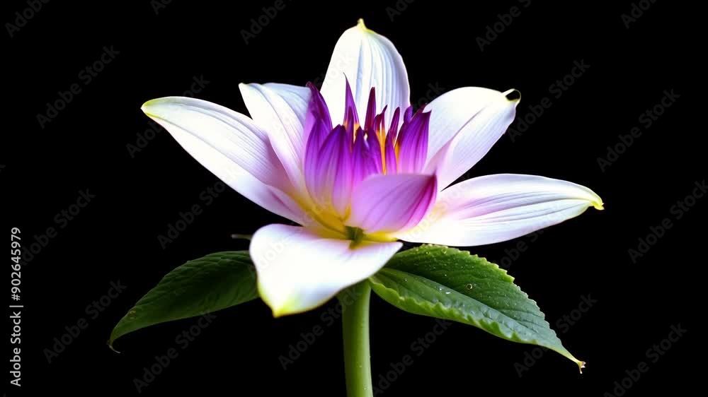 White flower with purple center 4k video