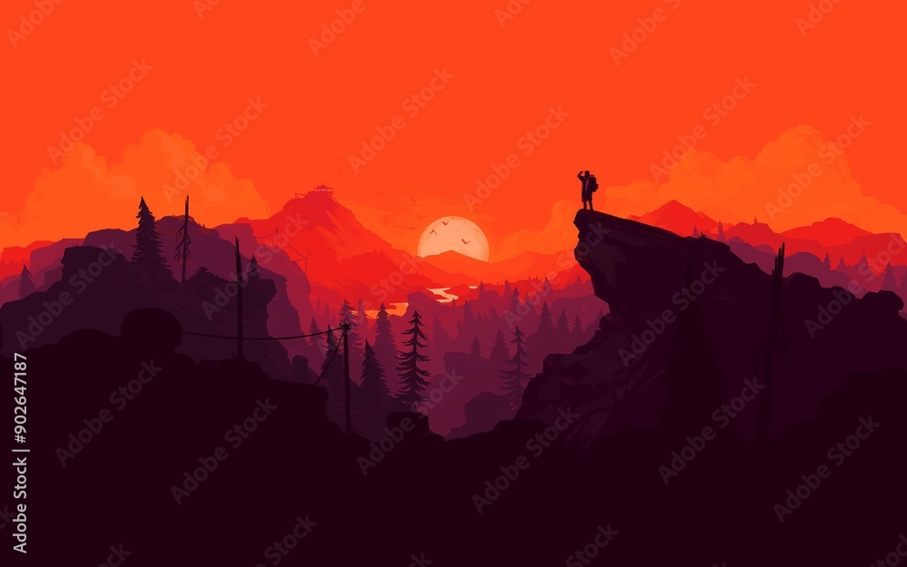 Naklejka premium sunset in the mountains