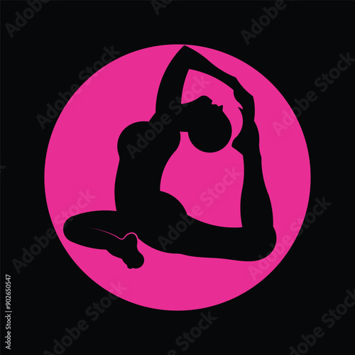 Graceful Yoga Silhouette in Pink - Find Your Balance photo