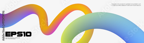 Wavy shape with Colorful Gradient. Vector illustration.	