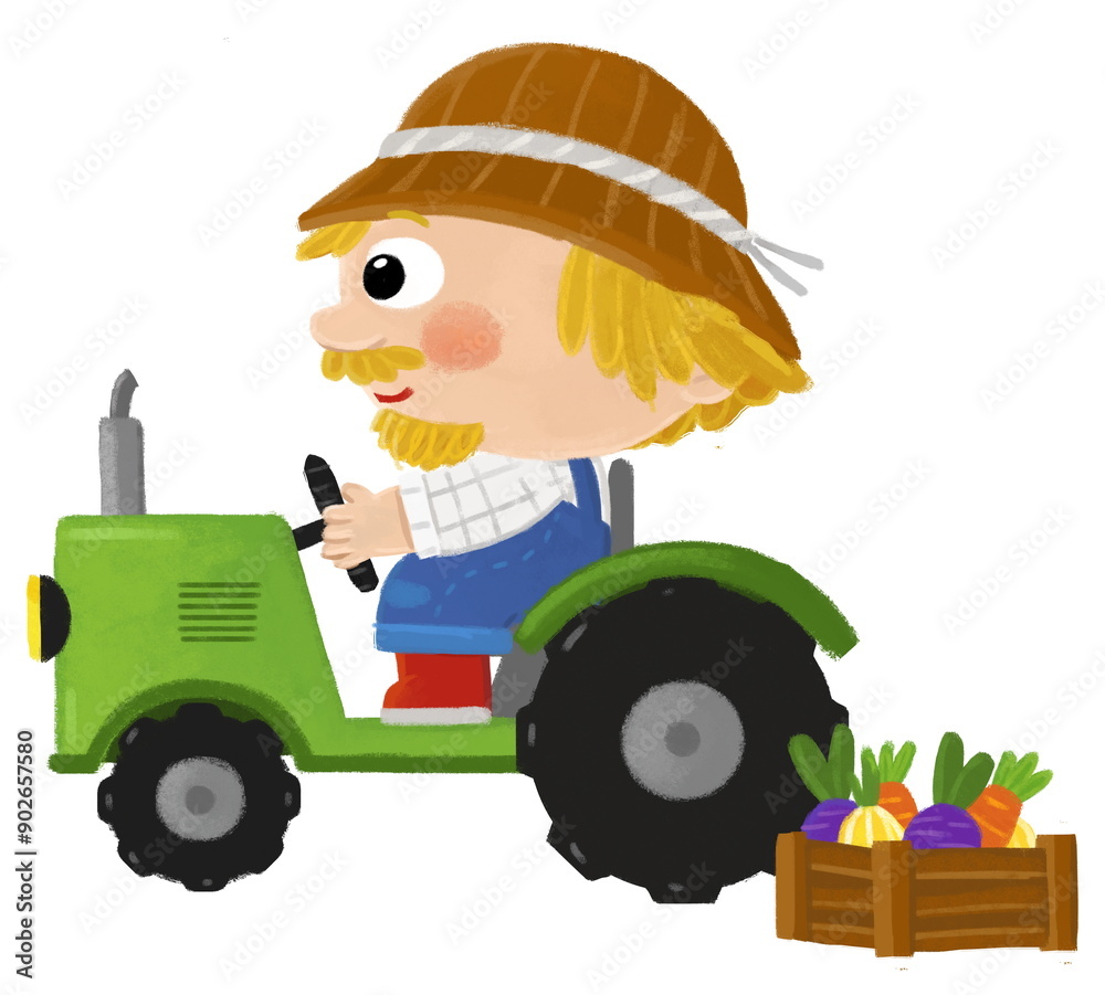 cartoon scene with farmer man standing doing some activity isolated background illustation for children cartoon scene with farmer man standing doing some activity isolated background illustation for children