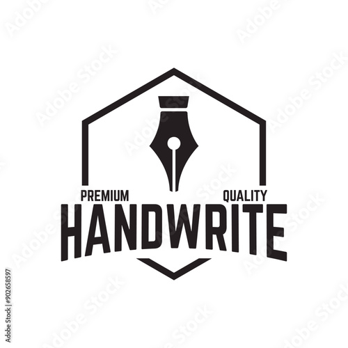 Fountain pen icon vintage style, vector illustration.