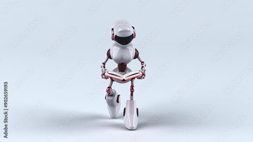 Fun 3D robot walking and reading a book Fun 3D robot walking and reading a book