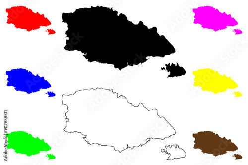 Gozo Region (Republic of Malta, Gozo and Comino island, archipelago, Regions of Malta) map vector illustration, scribble sketch Regjun Ghawdex map