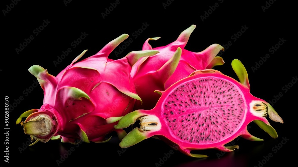Dragon fruit, Pitaya or Pitahaya with leaf. Neural network ai generated art Dragon fruit, Pitaya or Pitahaya with leaf. Neural network ai generated art