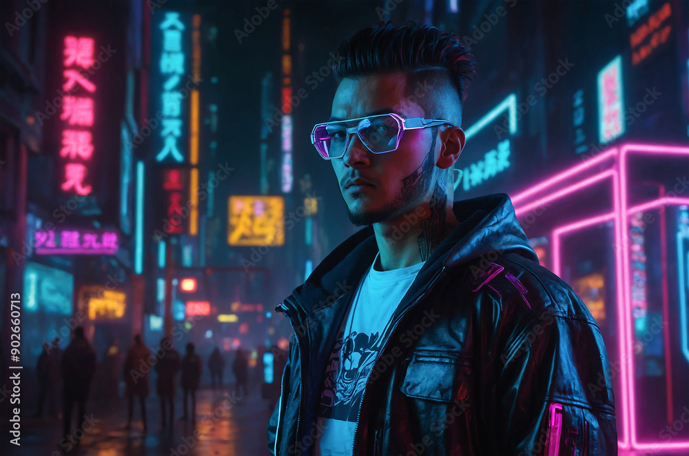 man in a city futuristic cyber mood man in a city futuristic cyber mood