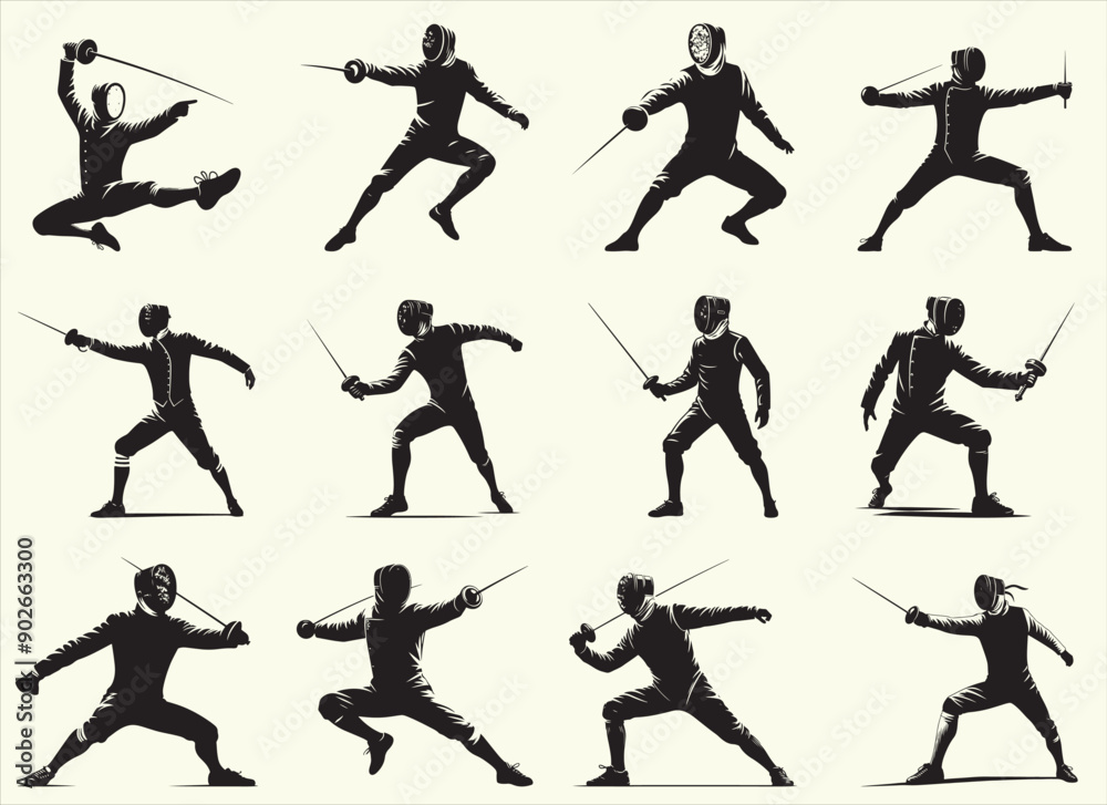 Fencer Silhouette Vector Illustration Fencer Silhouette Vector Illustration
