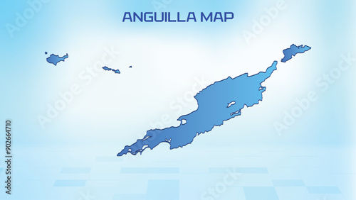 Blue detailed map of Anguilla with States administrative divisions. Political Anguilla map vector illustration.