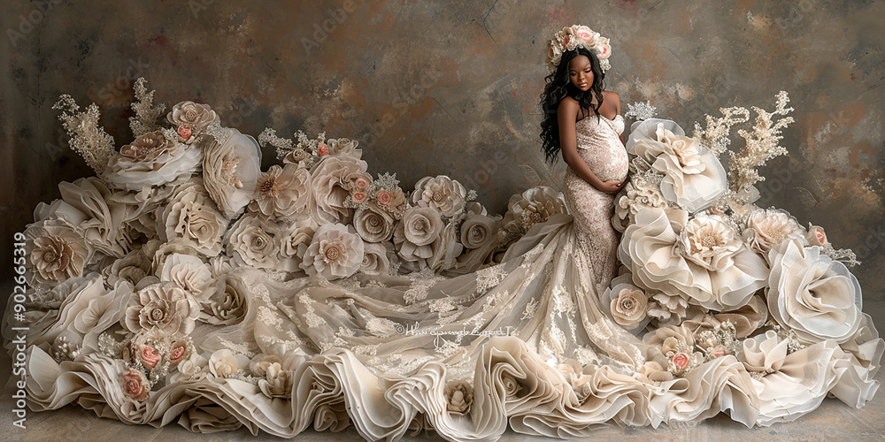 Pregnant woman holding her belly.