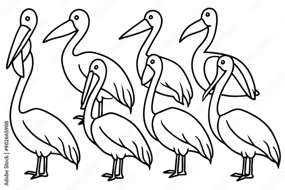 Obraz premium Pelican line art illustration Design Concepts
