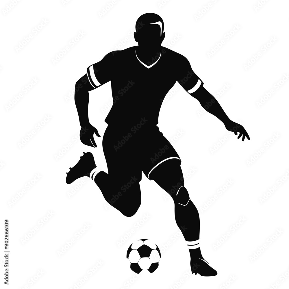 Naklejka premium a football player, vector silhouette 