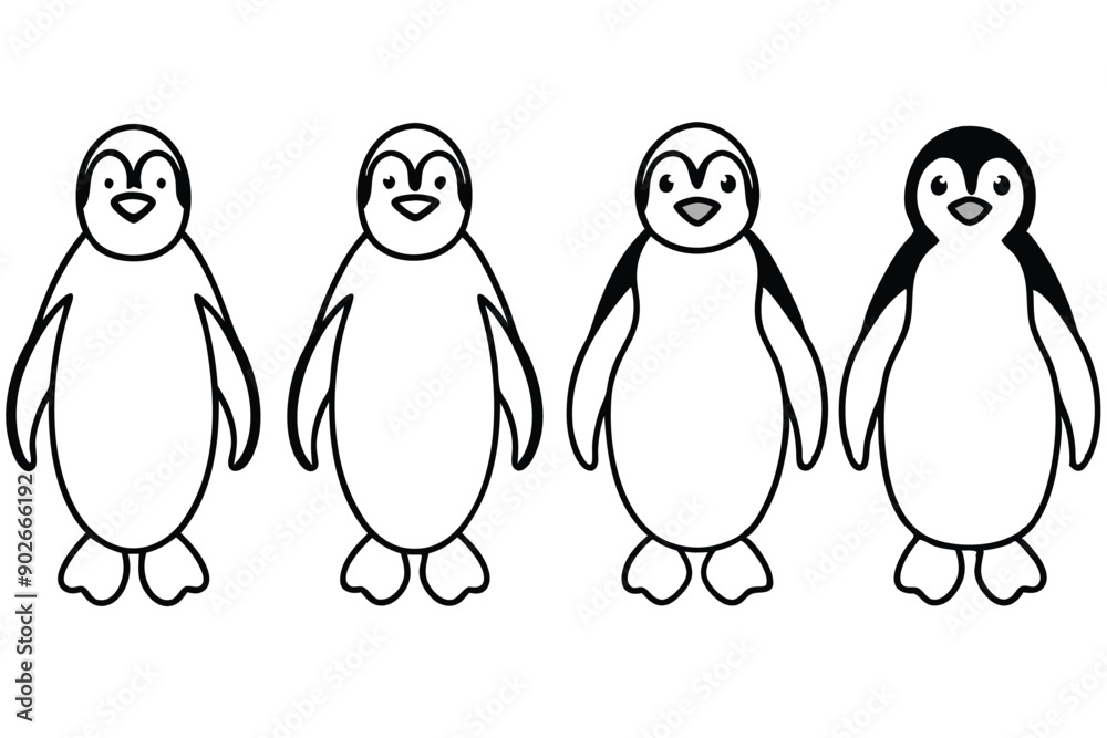 Fototapeta premium Penguin line art illustration Design Concepts
