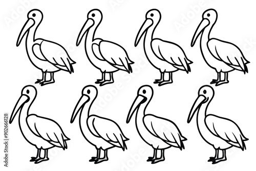 Pelican line art illustration Design Concepts