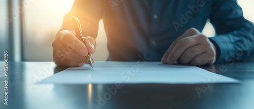 Professional working on debt negotiation paperwork, debt settlement concept