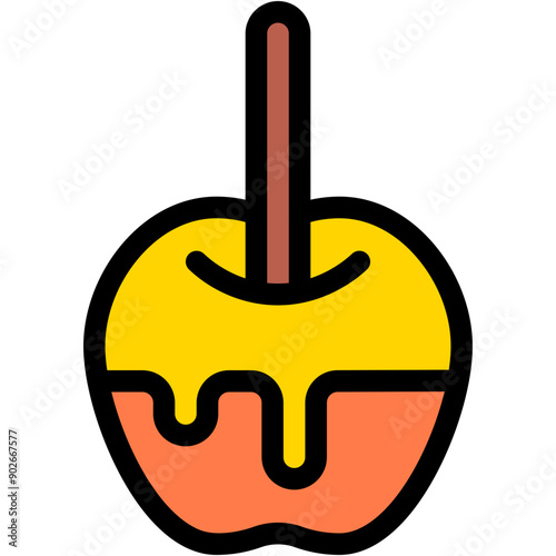 Vector Icon Caramelized Apple, creamed, fruits, sugar, healthy