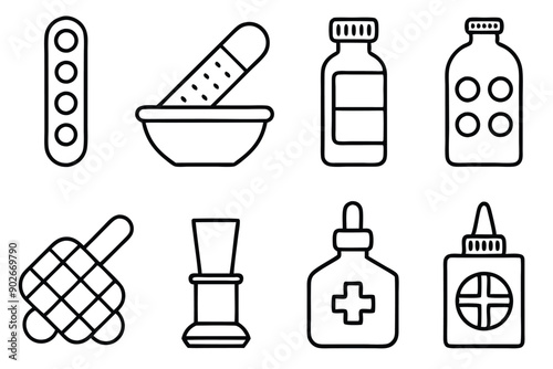 Pharmacy line art illustration Design Concepts