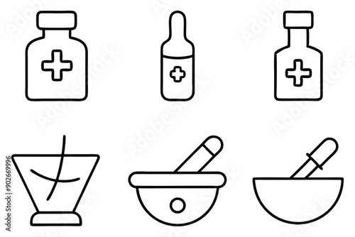 Pharmacy line art illustration Design Concepts