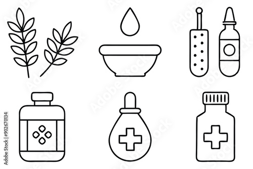 Pharmacy line art illustration Design Concepts