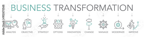 Transformation concept - thin line two-tone icon vector illustration