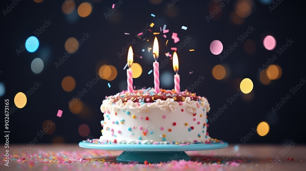 custom made wallpaper toronto digitalA Festive Birthday Cake Delightfully Adorned with Colorful Candles and Sprinkles Galore