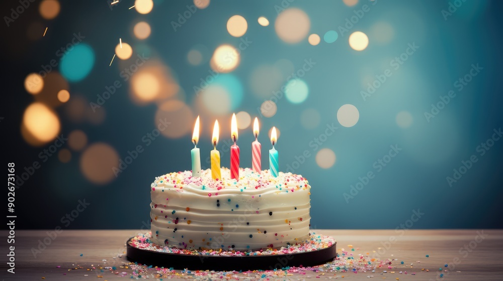 custom made wallpaper toronto digitalA Festive Birthday Cake Delightfully Adorned with Colorful Candles and Sprinkles Galore