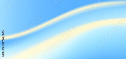 Smooth abstraction summer background template. Beautiful Waves of blue and cream gradation lines. Beautiful abstraction of blue and cream gradient wallpaper. Calming tropical aesthetic. Vector.