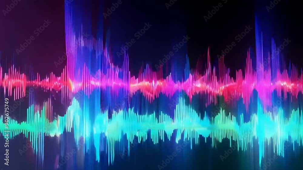 Abstract background featuring a blue and black digital soundwave with lines, waves, and an equalizer effect, blending technology and music elements