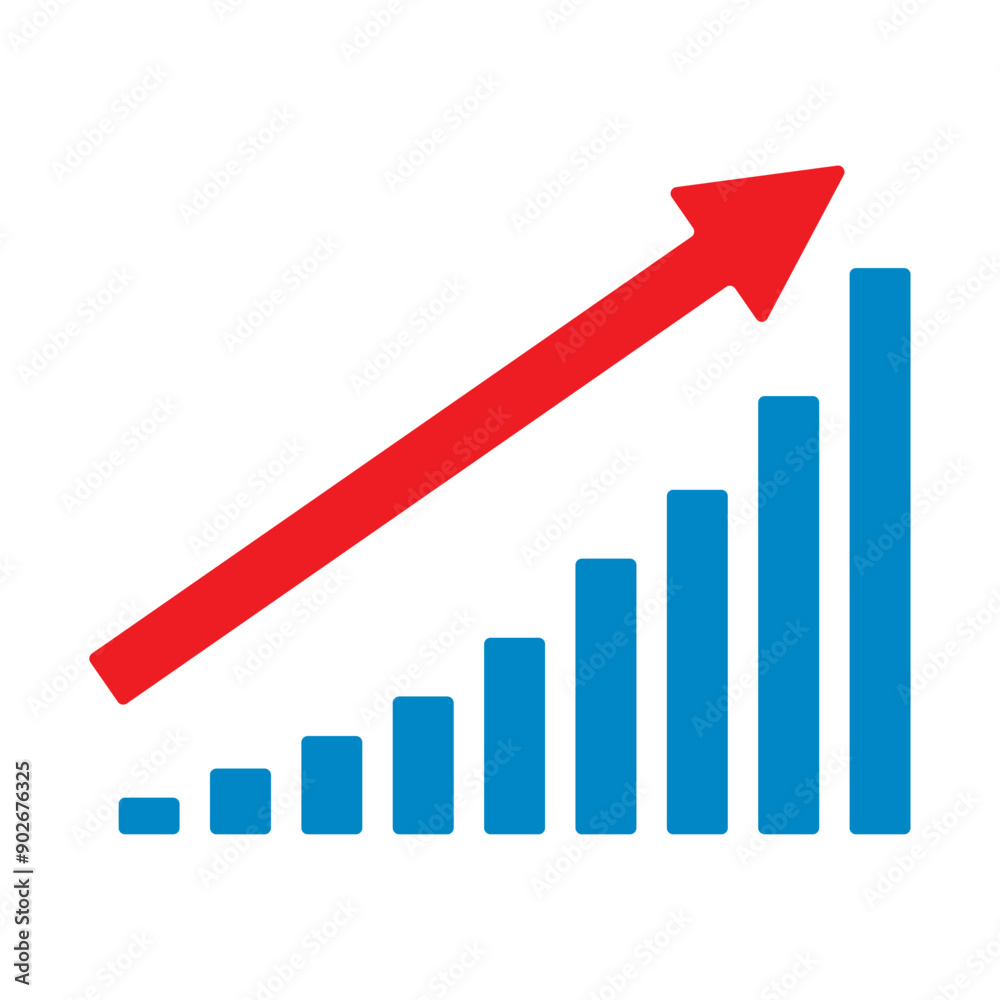 Growing business red arrow on a white. Profit arow Vector illustration.Business concept, growing bar chart. Concept of sales symbol icon with arrow moving up. Economic Arrow With Growing Trend. Growing business red arrow on a white. Profit arow Vector illustration.Business concept, growing bar chart. Concept of sales symbol icon with arrow moving up. Economic Arrow With Growing Trend.