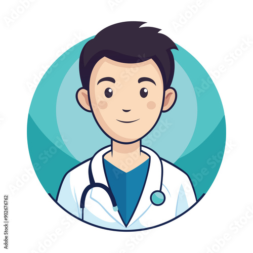 young male doctors physician illustration vector art logo design