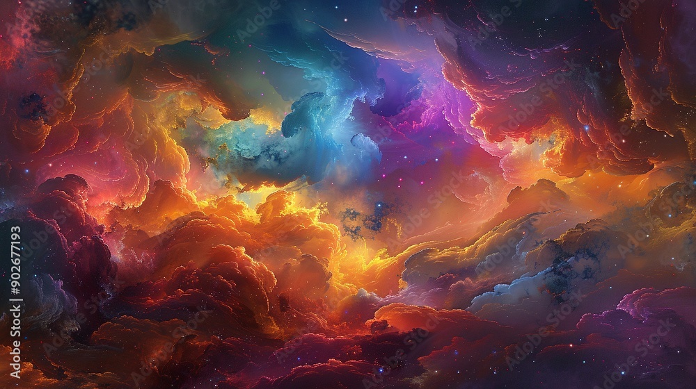 Fototapeta premium Colorful space galaxy cloud nebula. Stary night cosmos. Universe science astronomy. Supernova background wallpaper