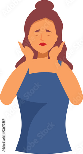 Illustration of a young woman covering her face with her hands, feeling ashamed and embarrassed