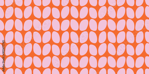 Pink chunky knit seamless pattern tile. Cute hand drawn knitted texture background