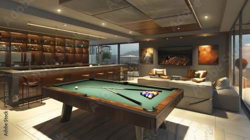 Wallpaper Mural A contemporary game room with a pool table Torontodigital.ca