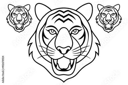 Tiger head line art illustration Design Concepts