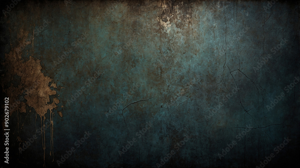 Obraz premium A distressed and textured grunge background with hints of blue and brown blending seamlessly together.