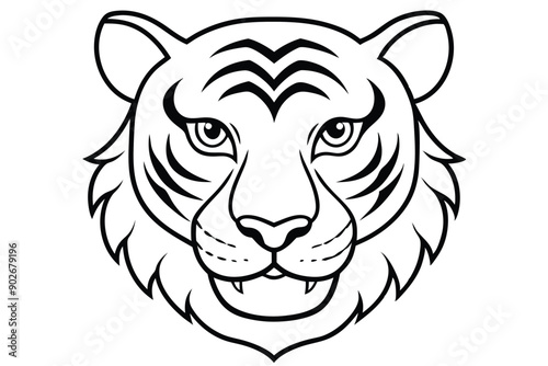 Tiger head line art illustration Design Concepts