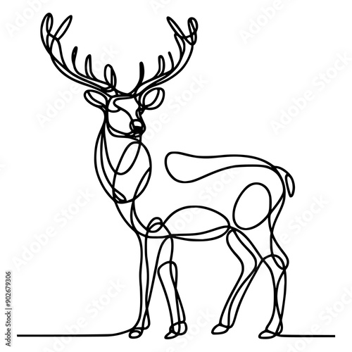 one line continuous deer animal vector illustration template design