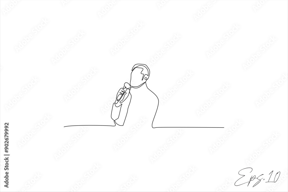 continuous line vector illustration design of a man holding a mic continuous line vector illustration design of a man holding a mic