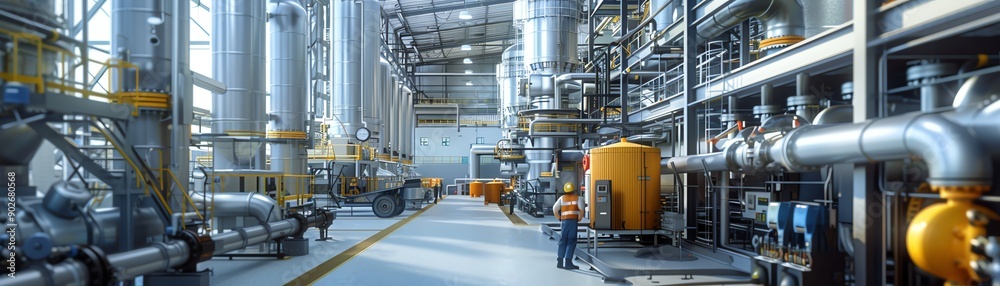 Industrial interior with machinery and pipes. Industrial interior with machinery and pipes.