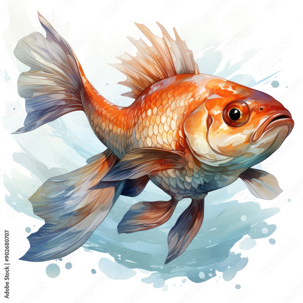 Fototapeta premium Watercolor Rudderfish, clipart Illustration, Generative Ai