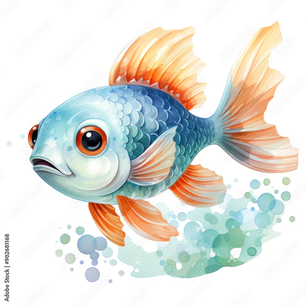 Fototapeta premium Watercolor Rudderfish, clipart Illustration, Generative Ai